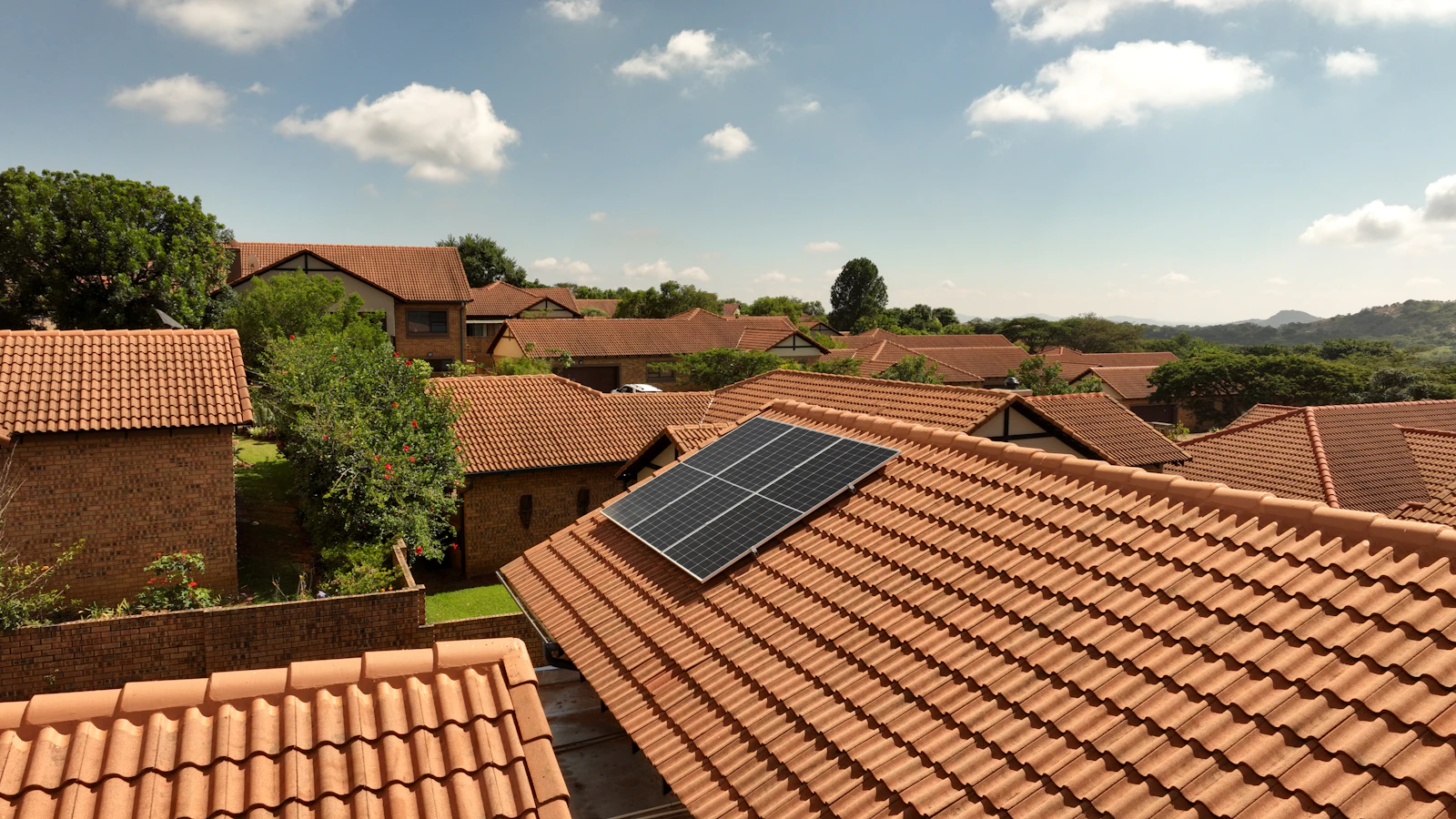 Rooftop solar array on a home